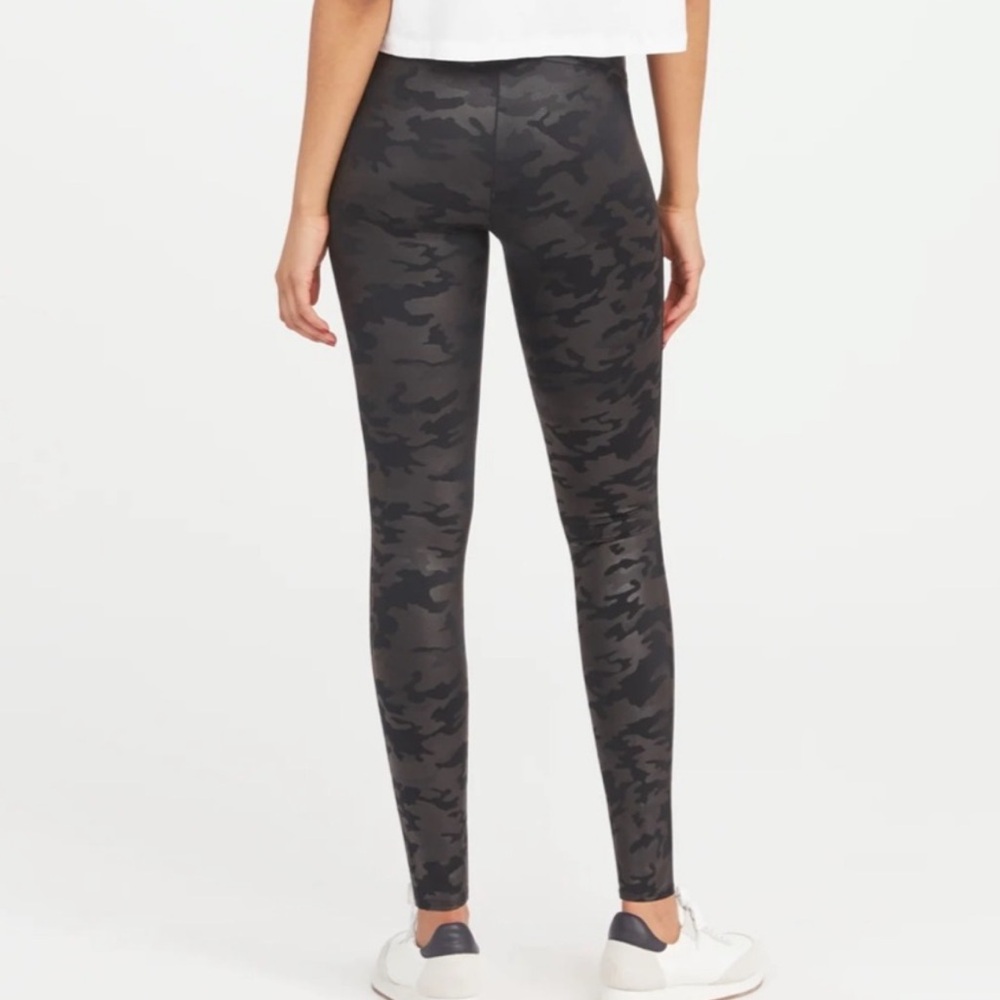 SPANX Faux Leather Camo Leggings